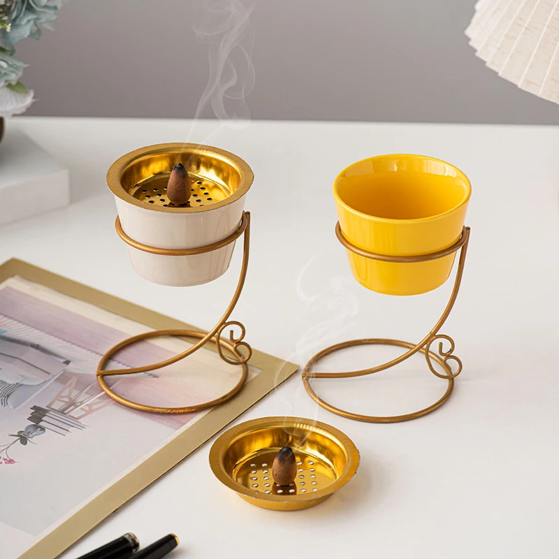 Modern Simplicity Style Curved Stand Ceramic Incense Burner Arabic Incense Burner Mubkhar Incense Burner