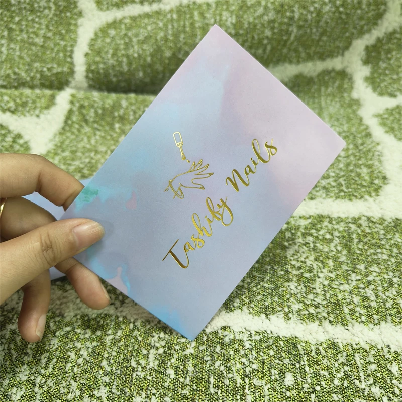 Luxury print thank you card 400g double sided gold foil logo wholesale purchase thank you card shiny