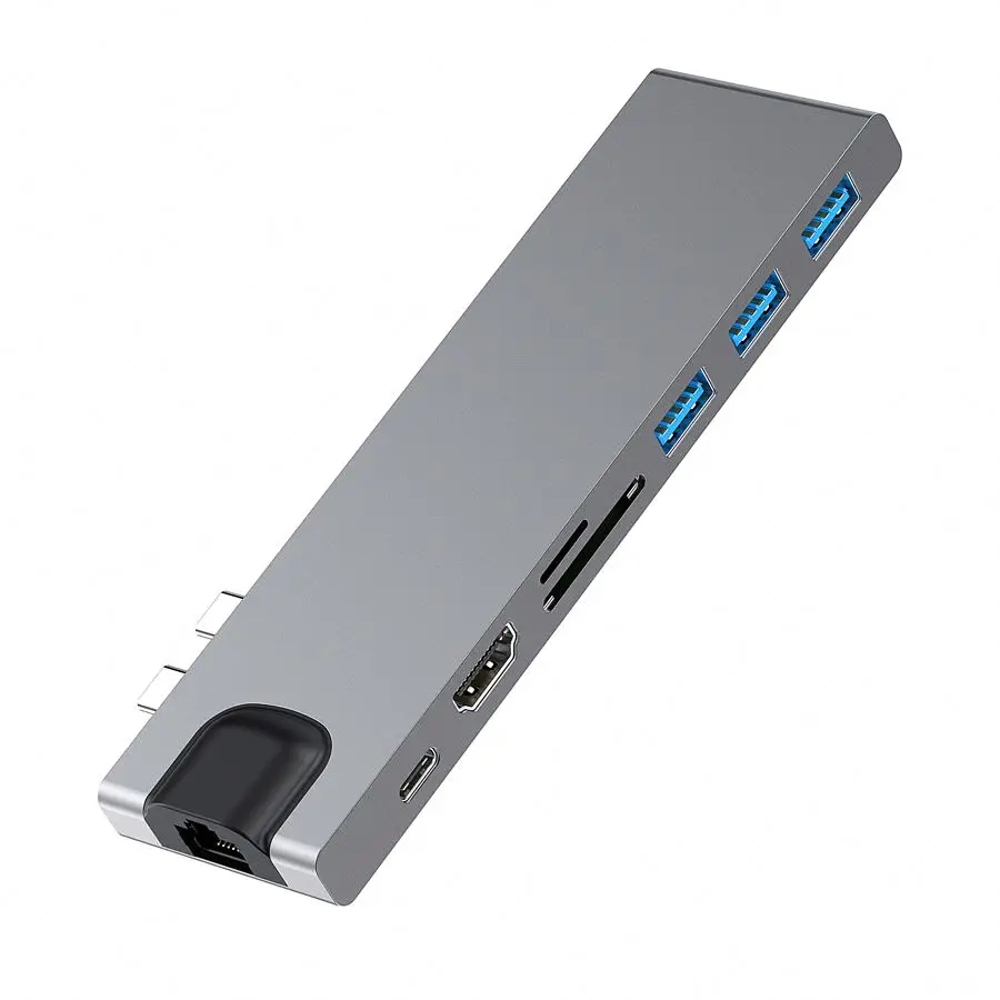 USB Hubs 8 Port Splitter USB Type C Hub Ethernet Docking Station for Macbook Pro Air