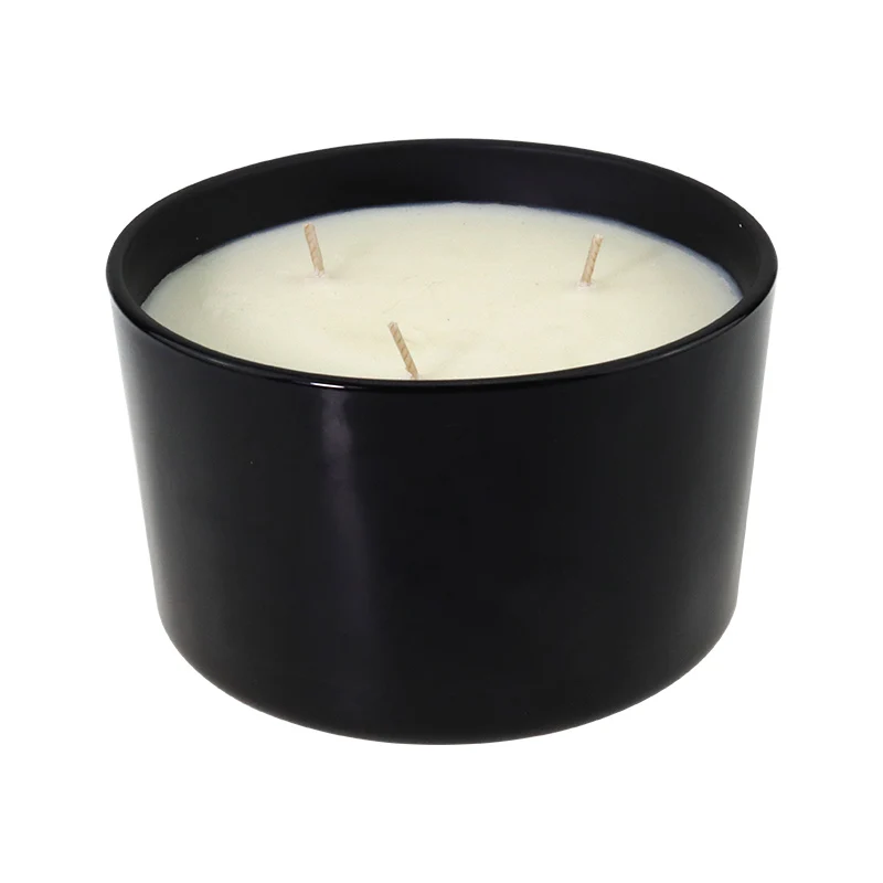 Custom Wholesale Natural Soy Wax Scented Candle in Glass Jar OEM Glass Jar Candles/Candeles with three cotton wicks