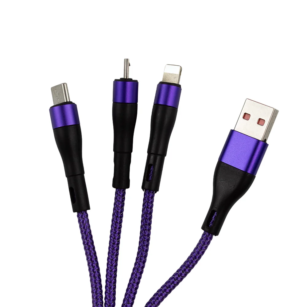 Высокое качество TPE USB кабель быстрой зарядки Type C 3 в 1 зарядного устройства для мобильного телефона