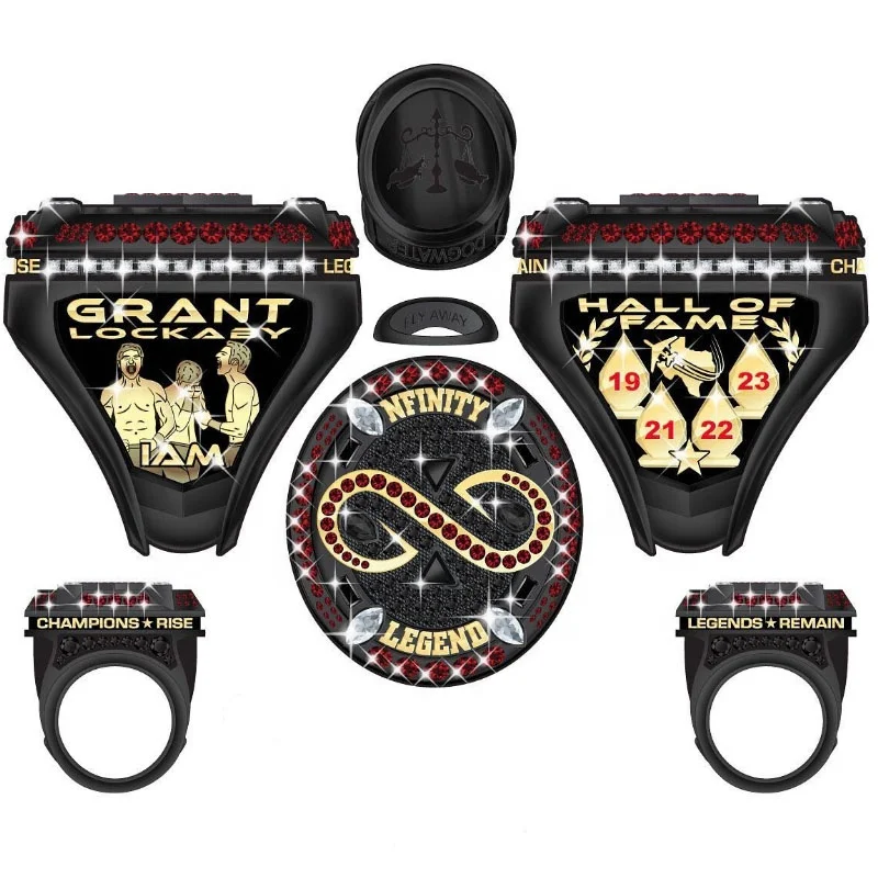 Factory Price Custom Customized Logo Metal Zinc Alloy Soft Enamel Gold Plated Champion Ring