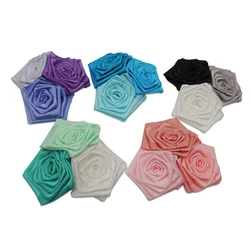 Satin  Ribbon  Flower Handmade Silk Satin  Flower Accessories Roses Flower Decoration Garment Accessories For Clothing