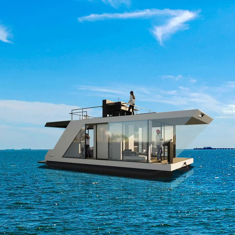 Luxury Houseboat Floating Cabin Pontoon House Boat For Sale Made In China Oem Floating Yacht Boat Live On The Water