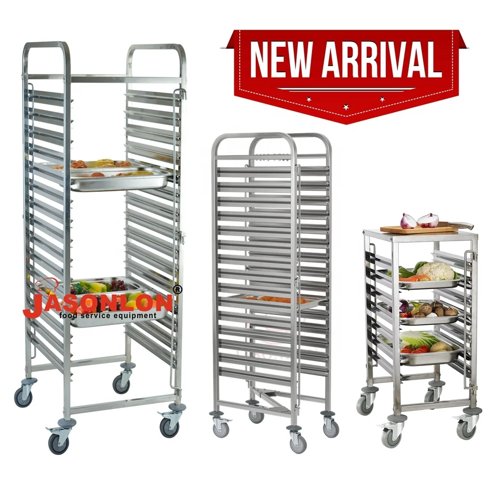 Stainless Steel Baking Customized size 10/15/18/20-Tier 1/1 GN Food Pan Racking Trolley  Gn Pan Bakery Tray Rack Trolley