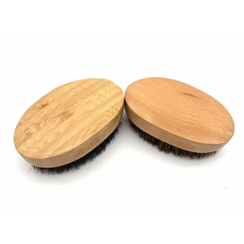 
natural custom round wood boar beard brushes for hair professional comb with logo 