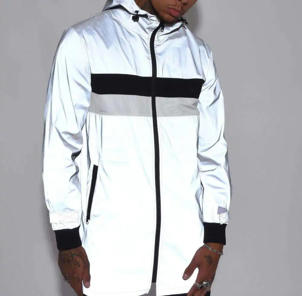 Vintage Outdoor Workout 100% Polyester Zip Up Men Reflective Windbreaker Jackets For Men