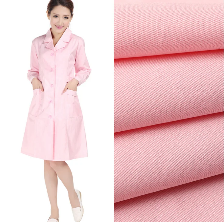 Hospital uniform TC65/35 polyester cotton fabric for workwear and uniform twill 3/1 plain bleached dyed fabric 21*21s