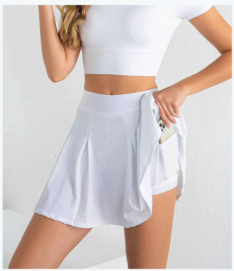 Custom summer new eco friendly sexy A-word short skirt women tennis sports thin anti-skid fitness suit yoga suit