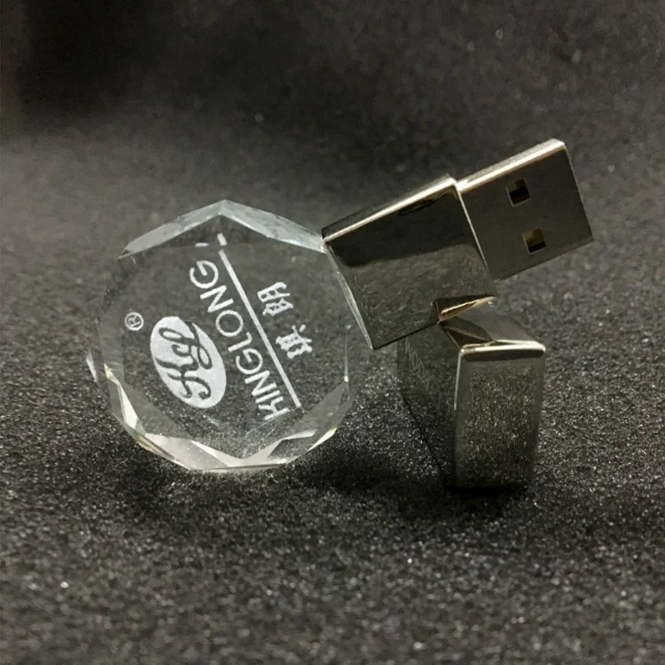 Best price custom logo LED rectangular crystal U disk 8gb 16gb 32gb  flash drive with light for business gift