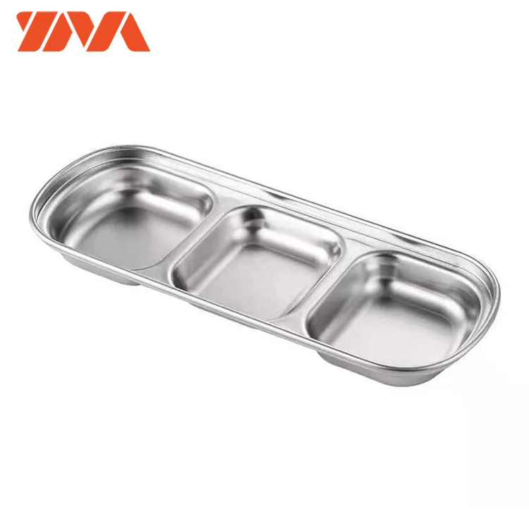 Wholesale Korean Sauce Dish Stainless Steel Snack Dish Golden Silver Stainless Steel Multi Grid Seasoning Dish