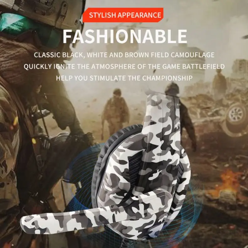 Camouflage top quality gaming headphones free sample best quality and with mic gaming headset