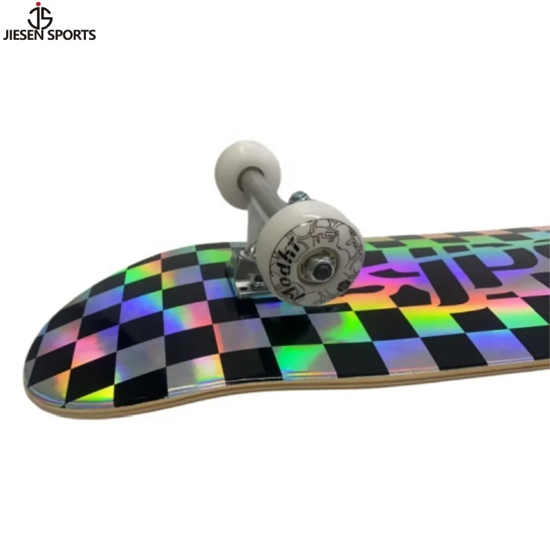 JIESEN Hot Sale Laser Skateboard Custom Pro Skate Board Deck Cheap Price Manufacture Lsare Foil 7 Layers Wood Maple
