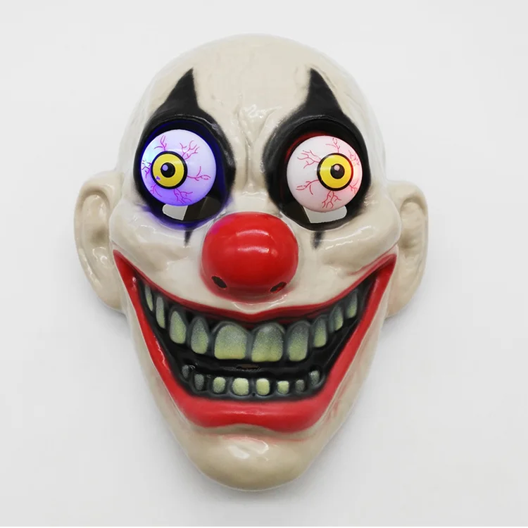 
Hot sale halloween carnival party pvc smile funny clown mask led glitter explosion eyes joker face masks 