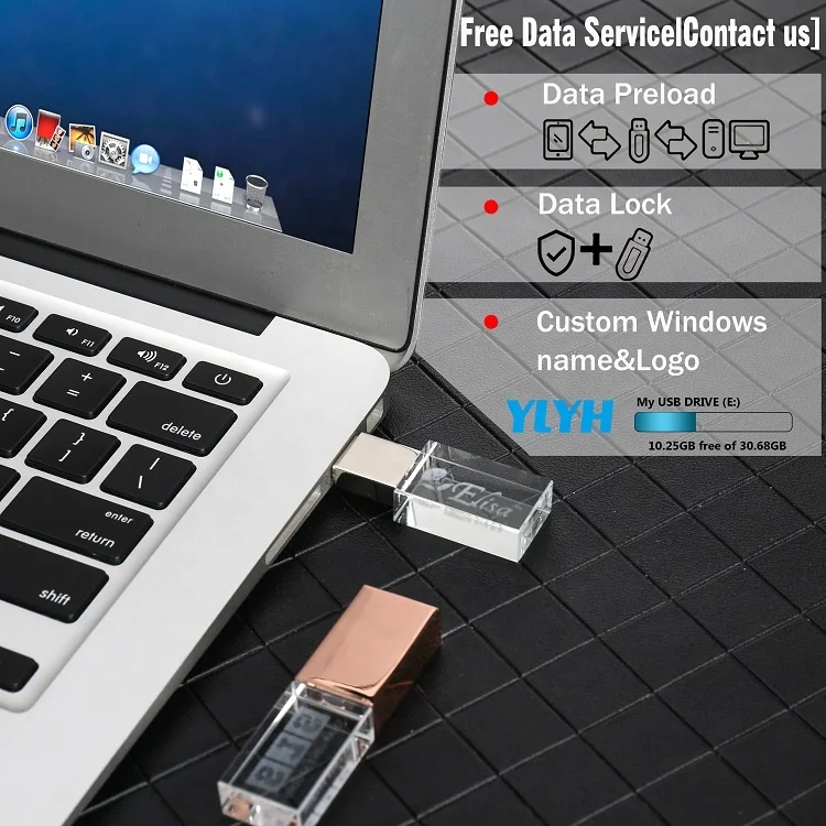 Promotional Photography Personalized 3.0 Memory Sticks Crystal Wedding Gift Pendrive Wood USB Flash Drive