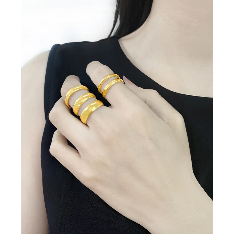 5Pcs Brass Finger Flat Surface And Thread Rings Set Knuckle Rings Set For Womenjewelry