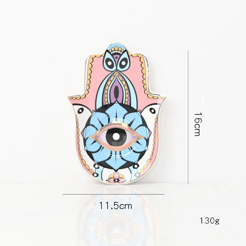 China wholesale small portable hamsa hand shape ceramic ring holder trinket jewelry dish