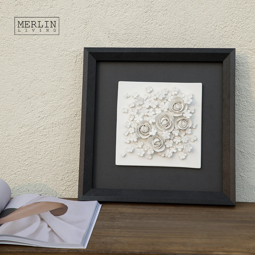 Merlin Living Handmade Ceramic Wall Art Ceramic Decoration Board Blossom Nordic Home Decor Chaozhou Ceramic Factory OEMODM
