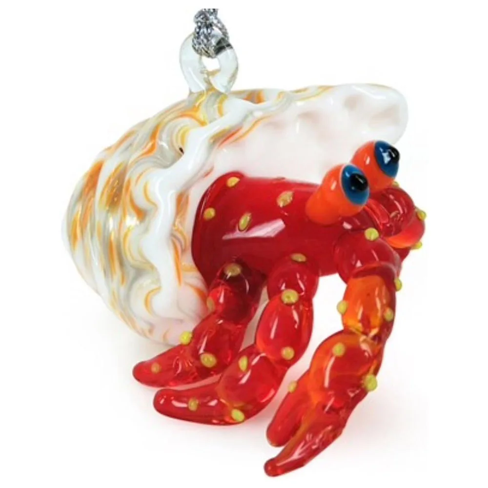 Custom flash glass hanging decorations designs handmade Glass blue Hermit Crab Christmas tree ornament Eco-friendly