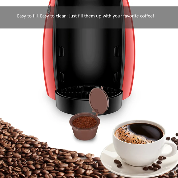  Coffee Machine Reusable Capsule Cup Filter for Nescafe i cafilas with Spoon Refillable Dolce Gusto