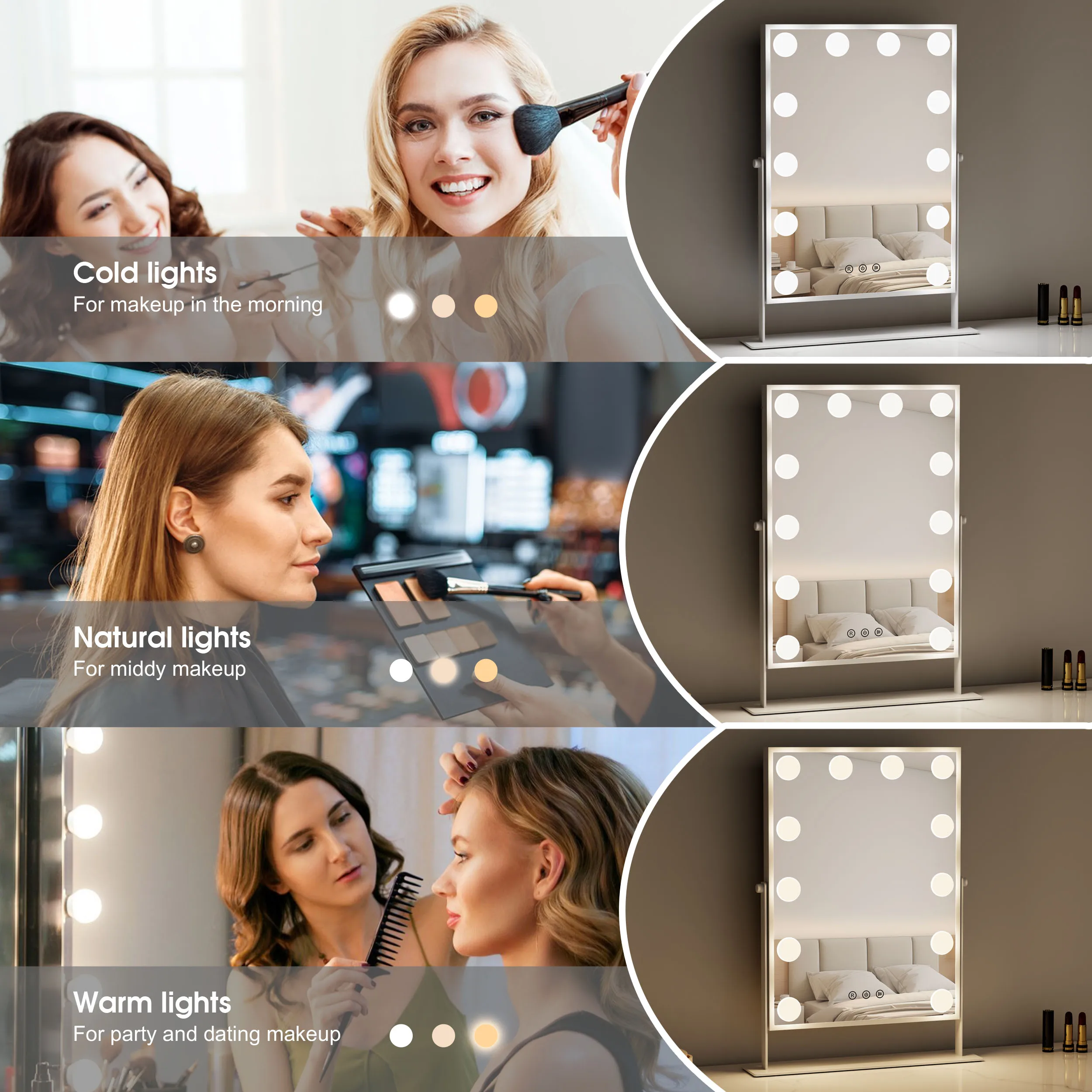 Hollywood Style Illuminated  Adjust Brightness Bulbs Cosmetic Make Up Makeup Mirror With Led Light Hollywood Vanity Mirror