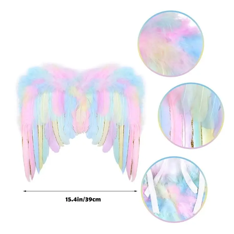 Unicorn Fancy Dress Pink Angel Feather Wing with Unicorn Headband Princess Wings for Kids Girls Halloween Christmas Party