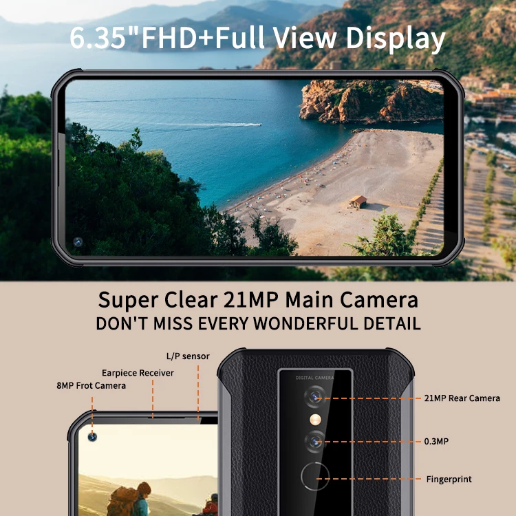 Phonemax Android NFC GPS fingerprint Dual-SIM 6.35inch smart industrial military ip68 outdoorA Atex explosion-proof rugged phone