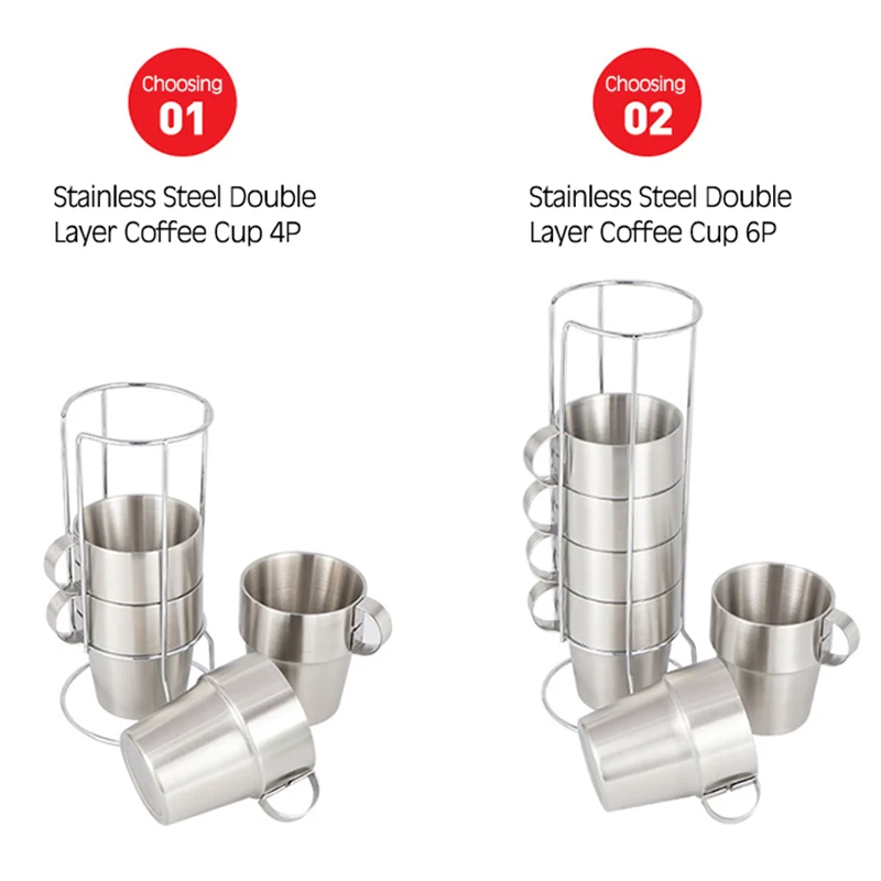 Wholesale Outdoor Picnic Double Layer Stainless Cup Camping Heat Insulation Coffee Insulation Anti-scald Portable Mug Cup Set