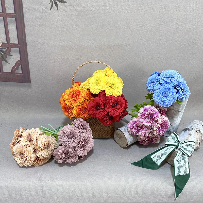 Home wedding artificial flower decoration meisheng 6 head holding marigold