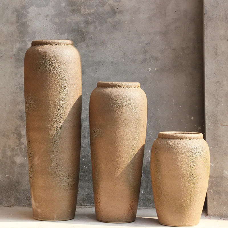 
Ceramic floor vase clay pot flower pot modern living room hotel villa model room decoration 