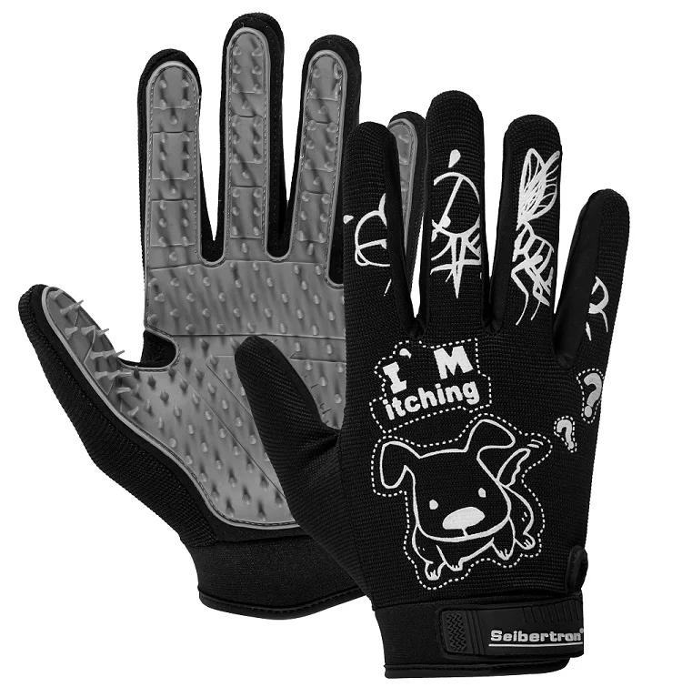 Seibertron Patented P.G.M.G-1 Pet Hair Remover / Deshedding Grooming Gloves Seven Sizes Fit All Works For Dogs, Horses, Cats