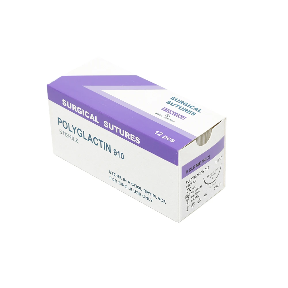 Medical Absorbable Material Disposable Curved Surgical Sutures Thread With Needles