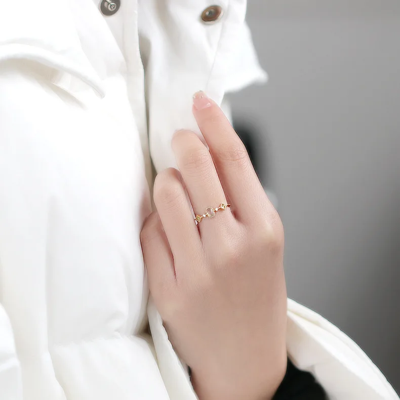 Joacii Jewelry 925 Sterling Silver 14K Gold Plated Gemstone Series 3 Stone Rings Green Peridot Aquamarine Ring