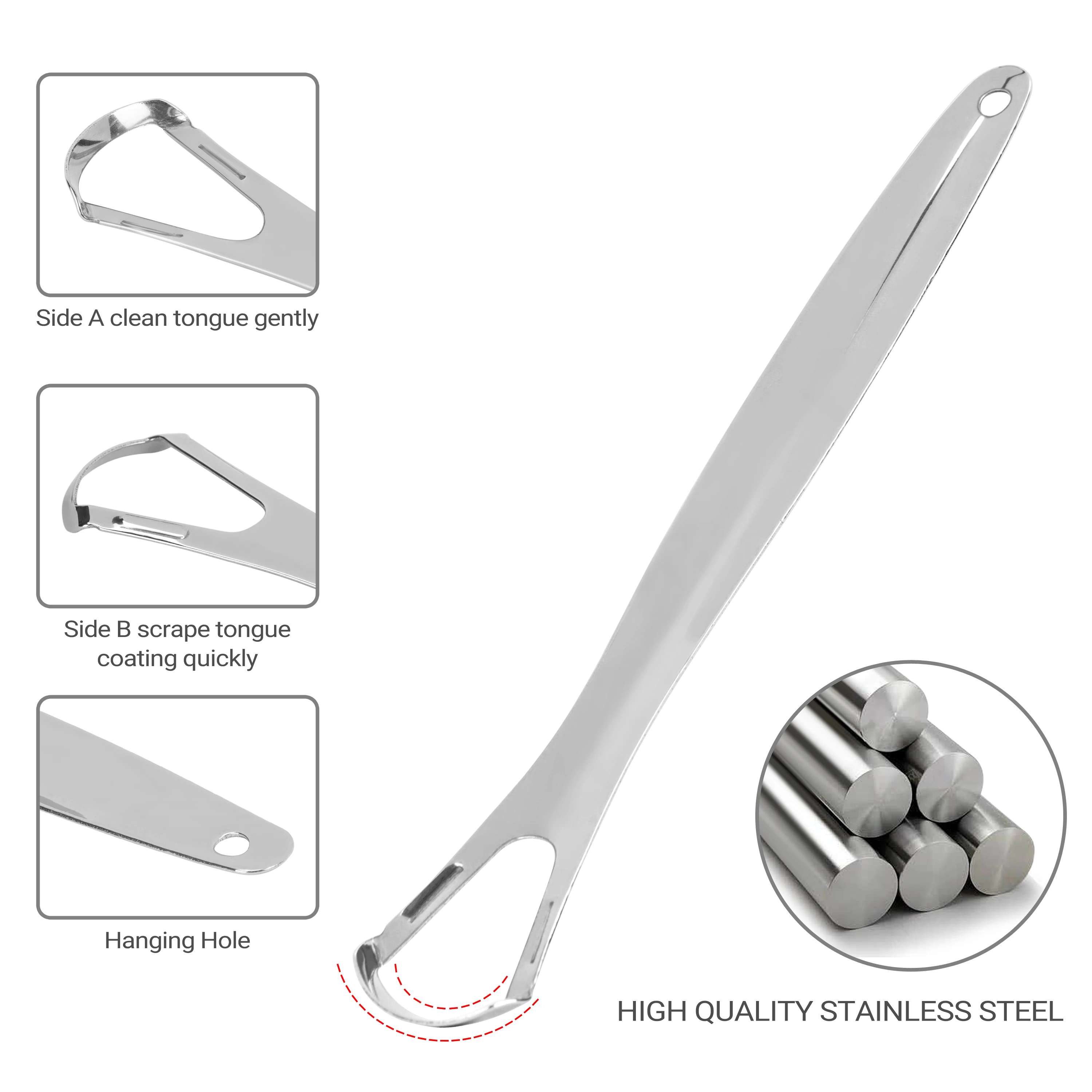 Stainless Steel Personal Care Tongue Cleaner Tongue Hygiene Product useful home use Tongue Scraper