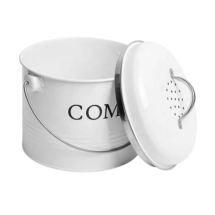 Custom Stainless Steel Compost Pail Kitchen Countertop Garden Trash Bucket Container Pail Compost Bin
