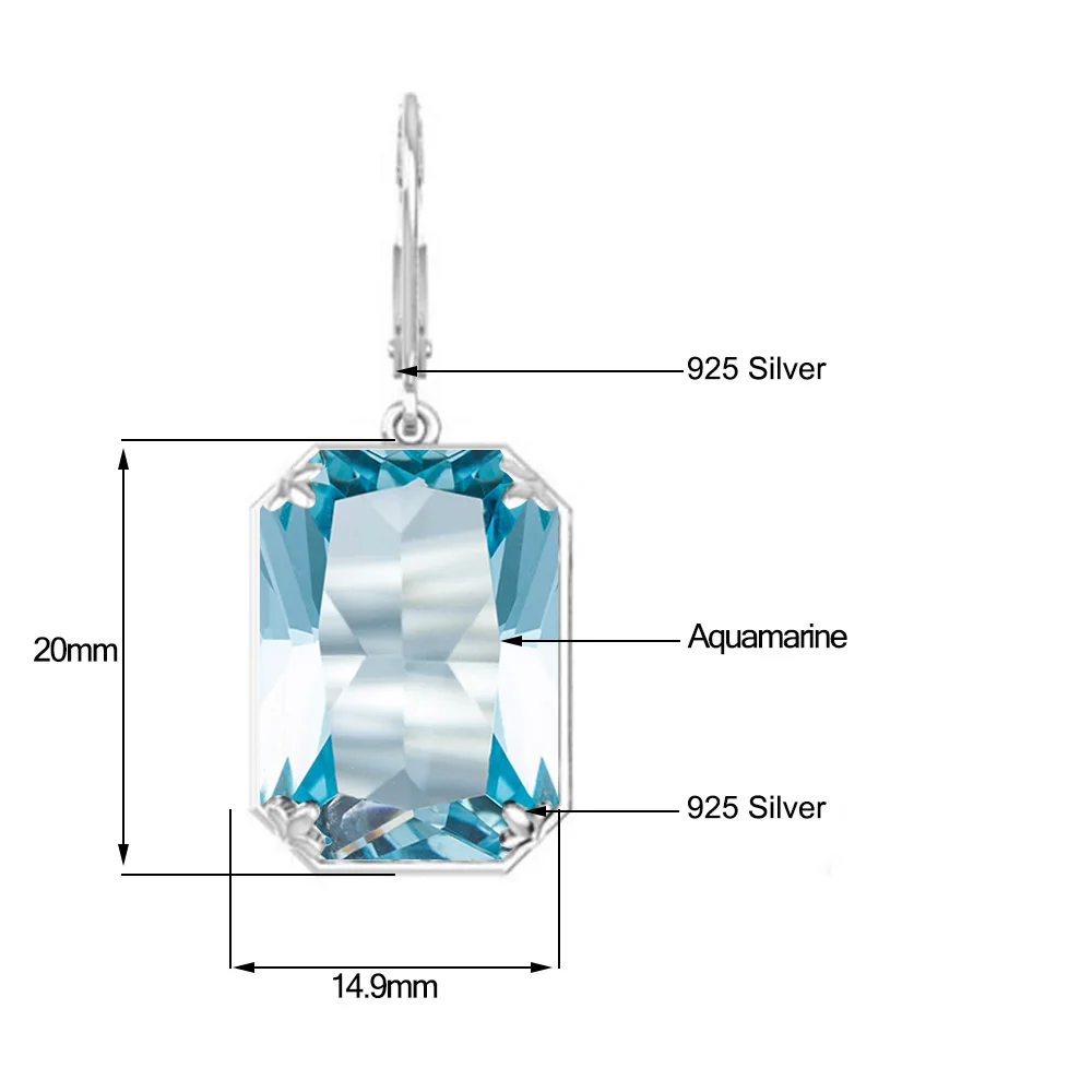 Premium vintage filigree Cocktail Party hypoallergenic jewelry wholesale 925 Sterling Silver Aquamarine crystal earrings women