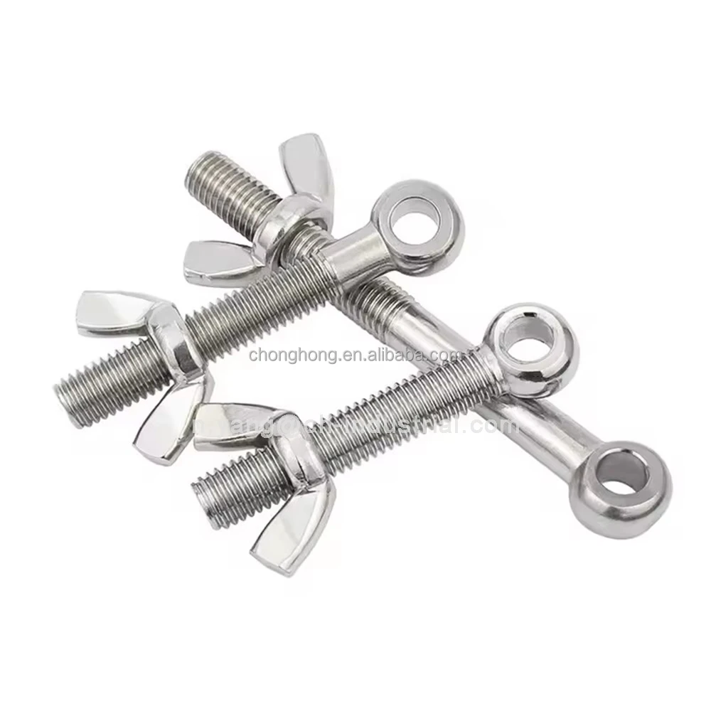 304 stainless steel Aluminum Metal Swivel Articulated Butterfly Screws Eye Bolt with Wing Nut Hot Sales Wingnut Assembly kit