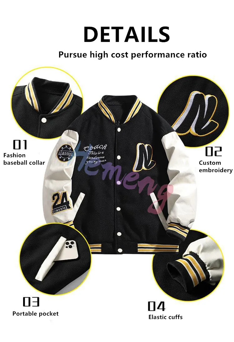 Wholesale Customizable Polyester Oversize Size College Letterman Baseball Jackets Varsity Jacket For Women And Men