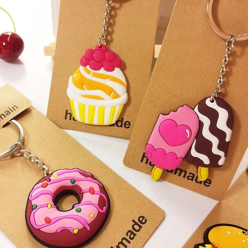 Производитель OEM брелок изготовленный на заказ с логотипом мягкий 2D 3D из ПВХ милый резиновый для ключей мороженого