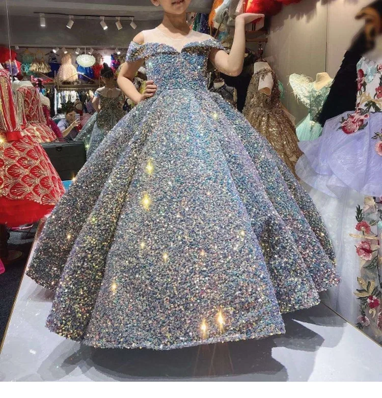 
Handmade High Quality Girl Wedding Dress Flower Girl Birthday Party Dresses Children Christening Costume Party Long Gown 