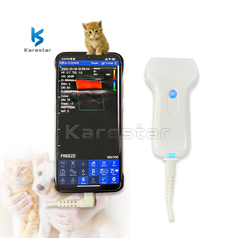 Hot Sale 3 in 1 Double head Color doppler Mini Wifi Handheld Ultrasound Scanner animal ultrasound