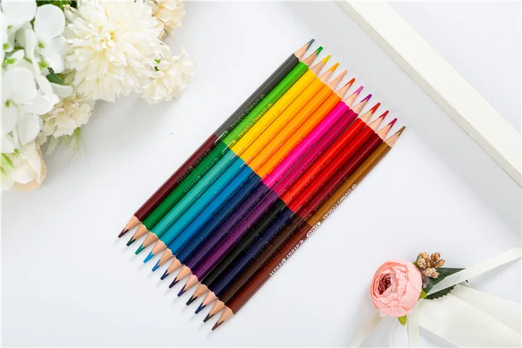 12 double-headed 24-color high-grade triangular rod colored pencils easy to color art colored pencils