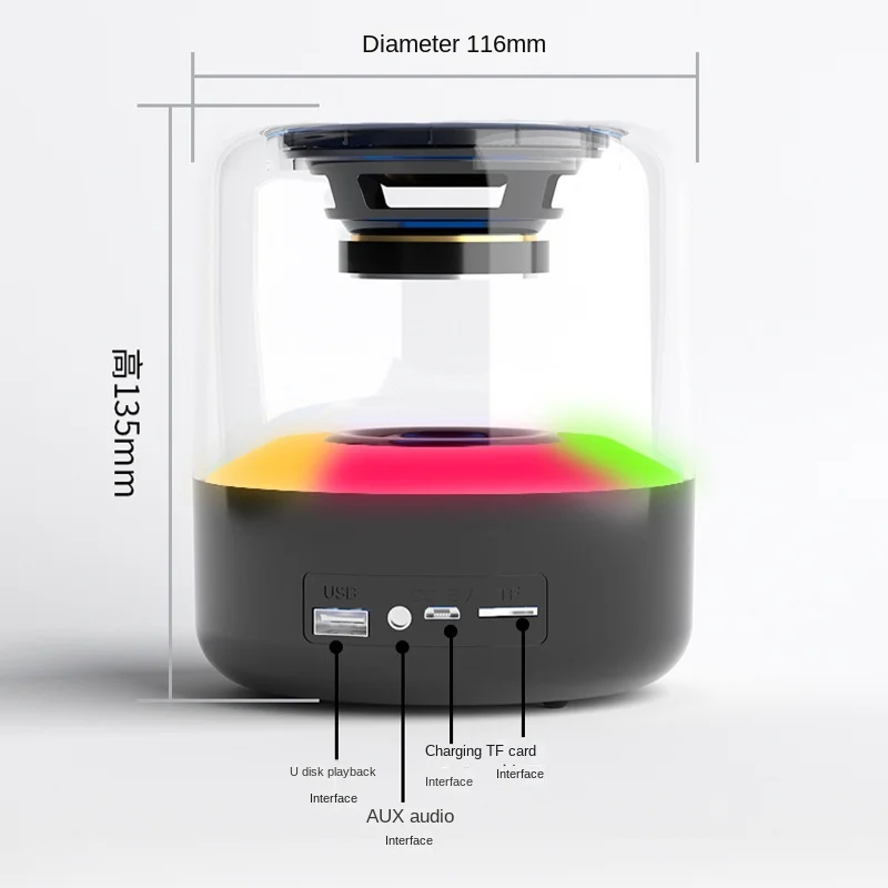 Best Seller Portable Outdoors  Portable Speaker  Transparent Crystal Lamp Glass Subwoofer Wireless Speaker