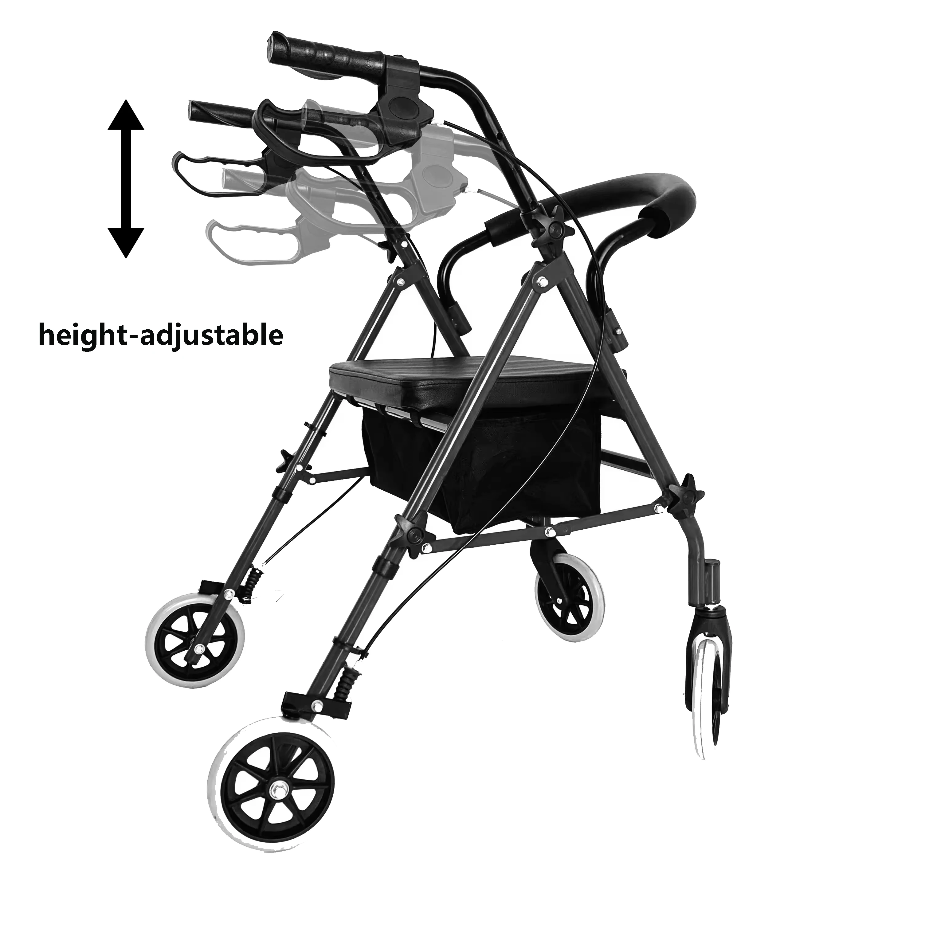 Senior High Quality Aluminium Durable Adjustable Adult Rollator Walker For Elderly