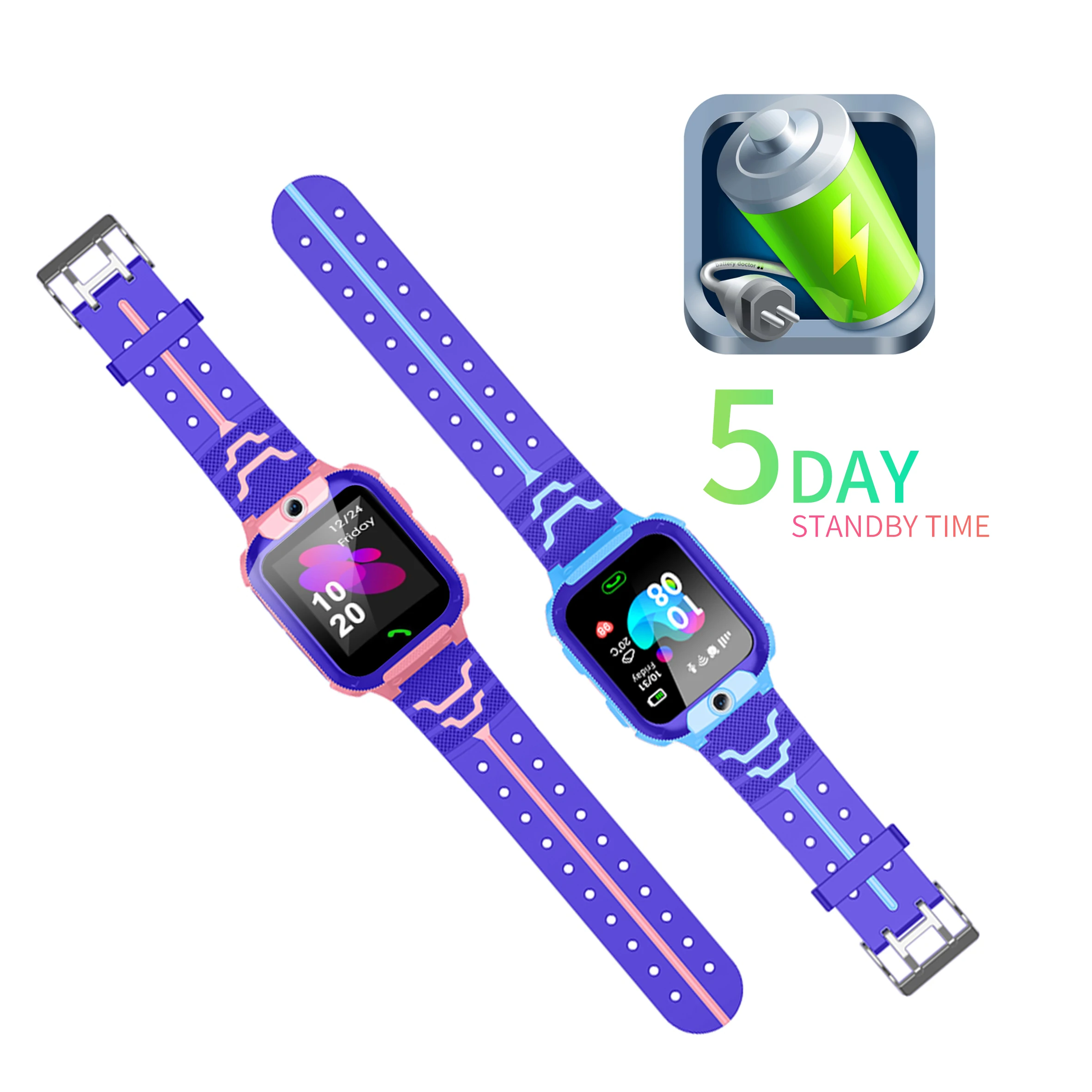 Kids smart watch Q12 small games flashlight SIM phone call children care 2G LBS tracking digital watch kids watch