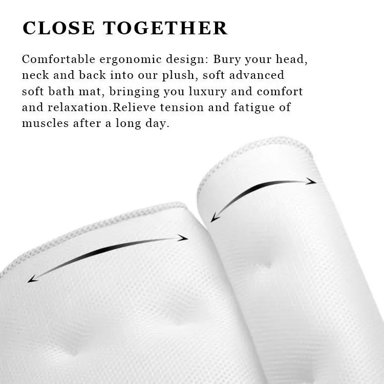 Premium Quality Custom Soft and Quick Dry Extra Thick Non-Slip Bath Tub Pillow 3D Mesh Spa Bath Pillow with Suction Cups