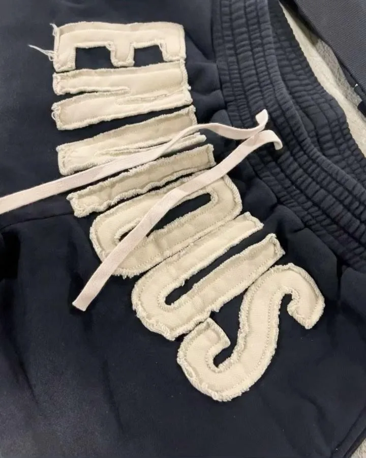 Custom Logo Distressed  French Terry Oversized Boxy Hoddies Applique Embroidery Patch Raw Edge Zipper Hoodies Men