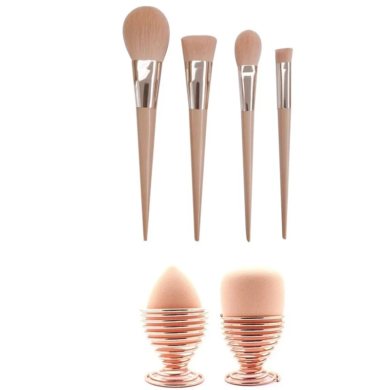 Luxury christmas gift 6pcs sponges makeup brush set with packaging makeup brush boxes