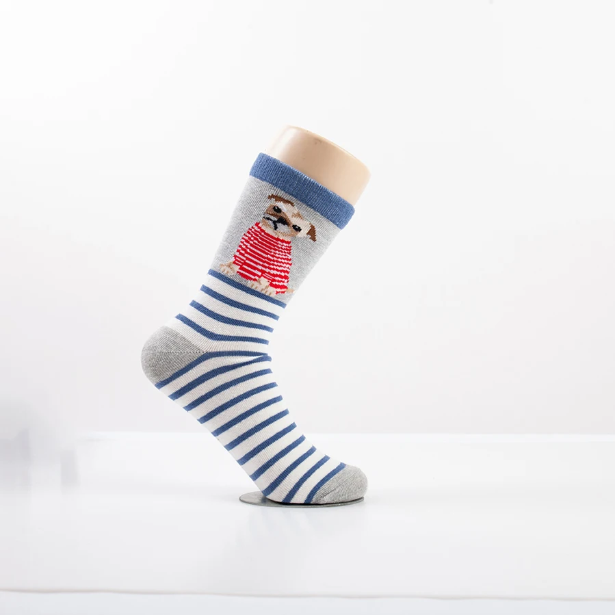 Lady wholesale jacquard dog and cat pattern woman cotton women socks
