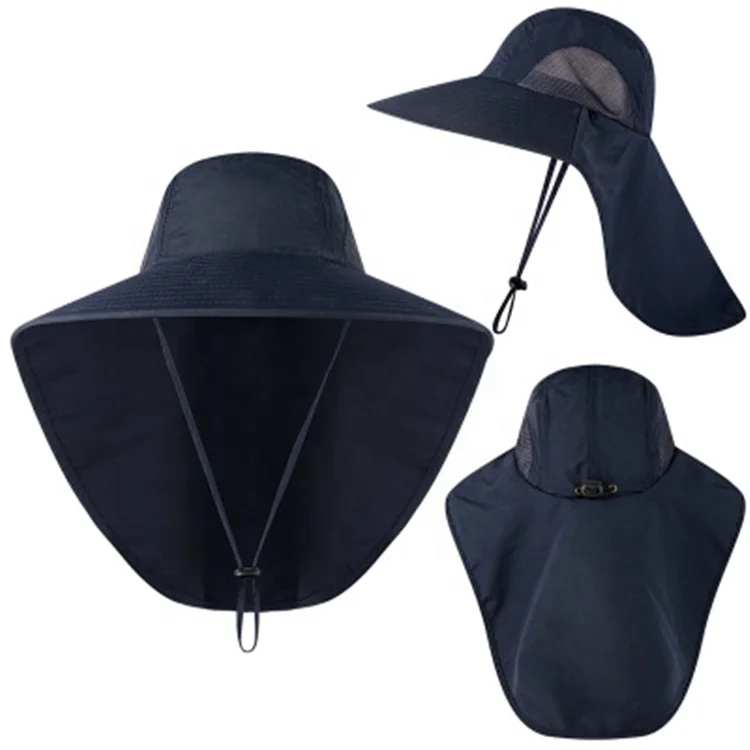2021 Outdoor Dry Fast UV 50+ Sun Protection Fishing Flap Hat Neck Protection Cap with Big Sun Shield Mask